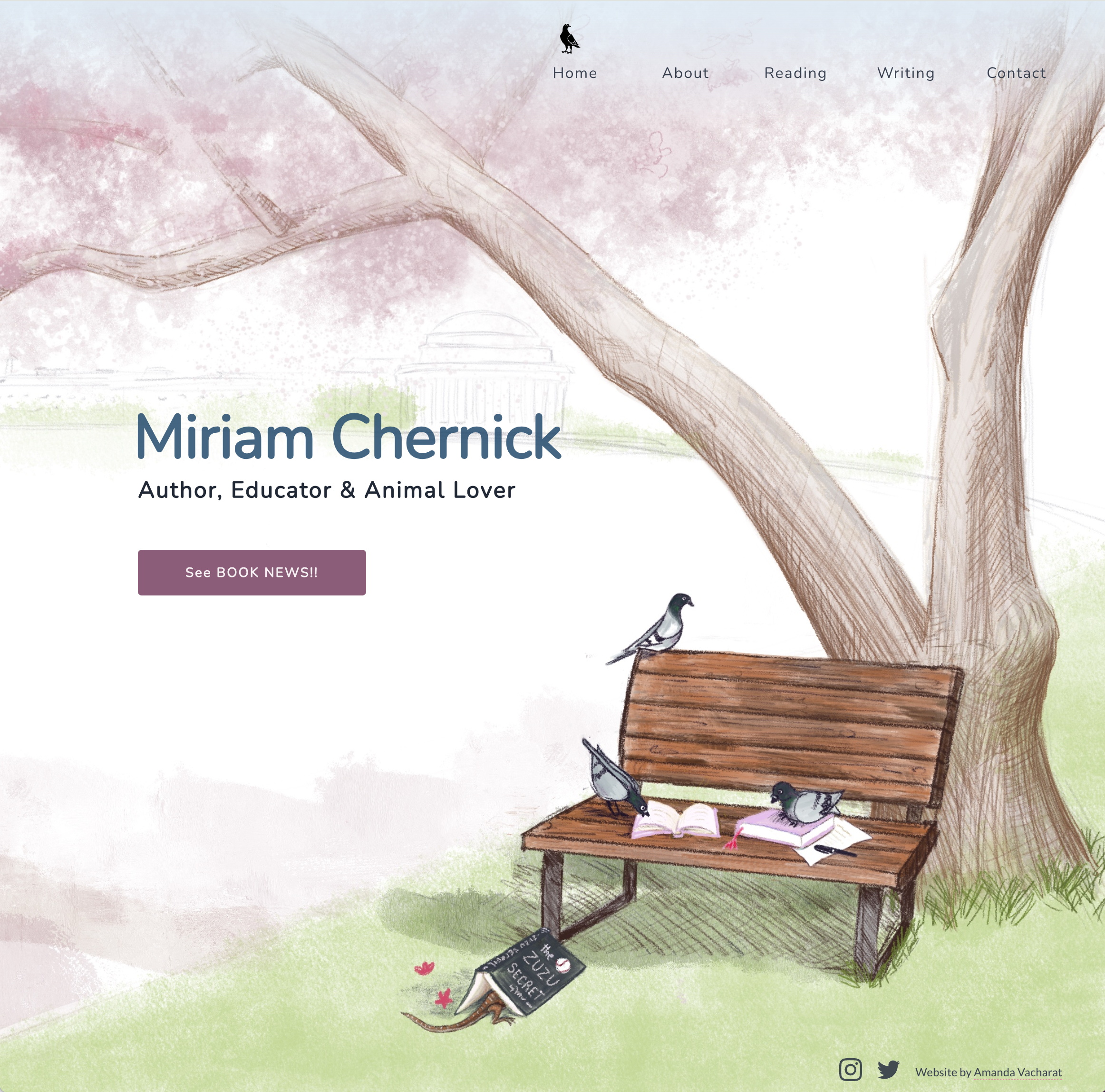 Screenshot of Miriam Chernick’s author website